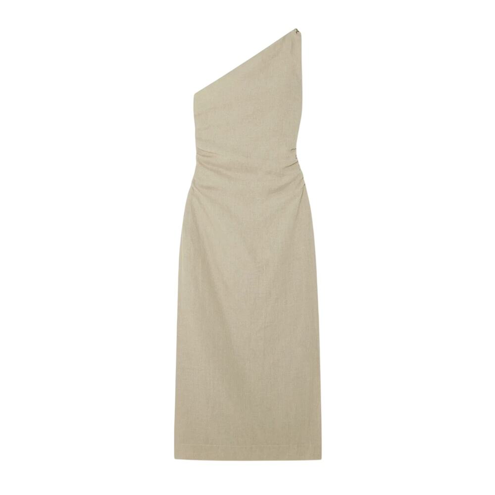 Faithfull the Brand Asymmetric One-Shoulder Sand Midi Dress